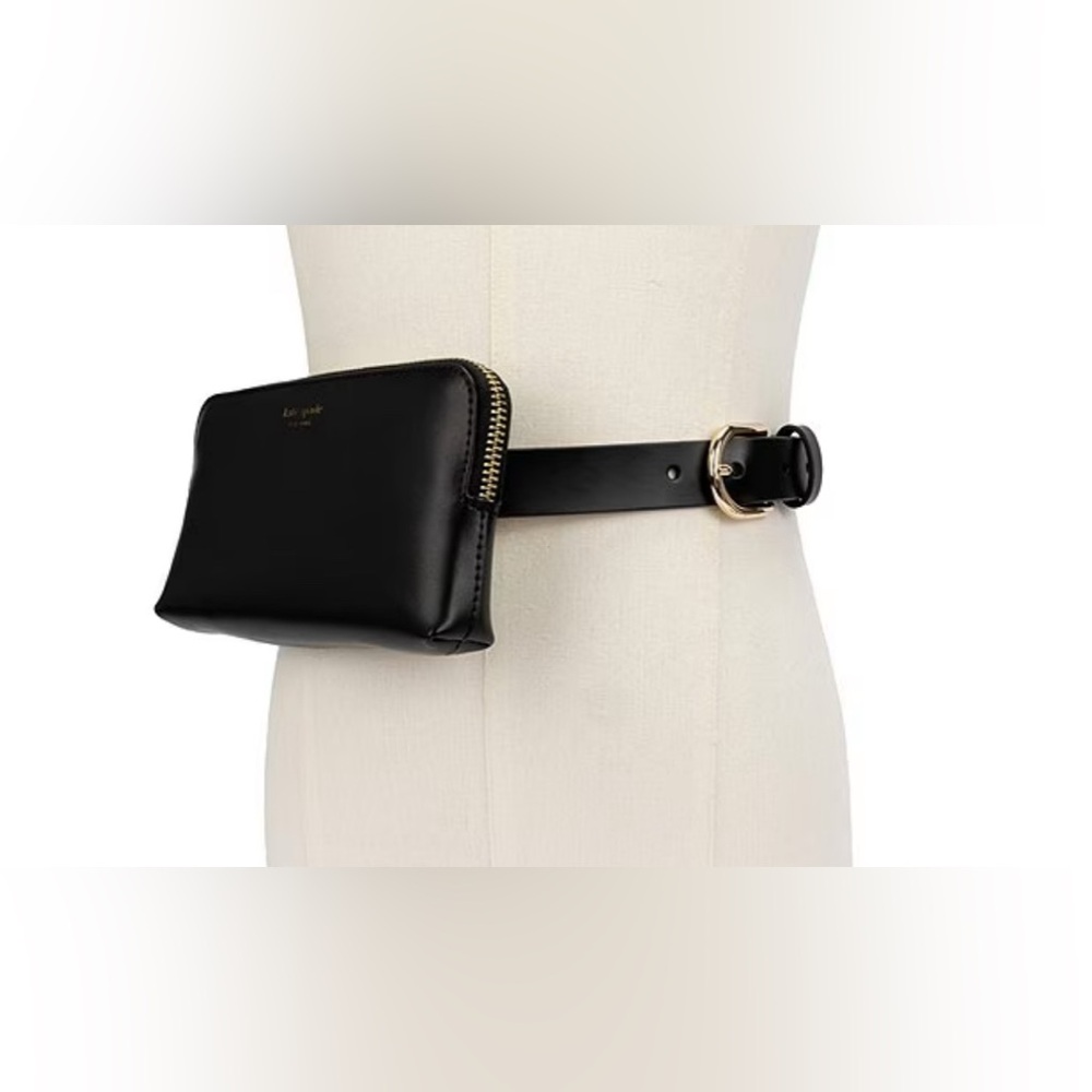 🔥NEW🔥 Kate Spade New York Black Leather Gold Logo Belt Bag Size L/XL NWT - Picture 5 of 12